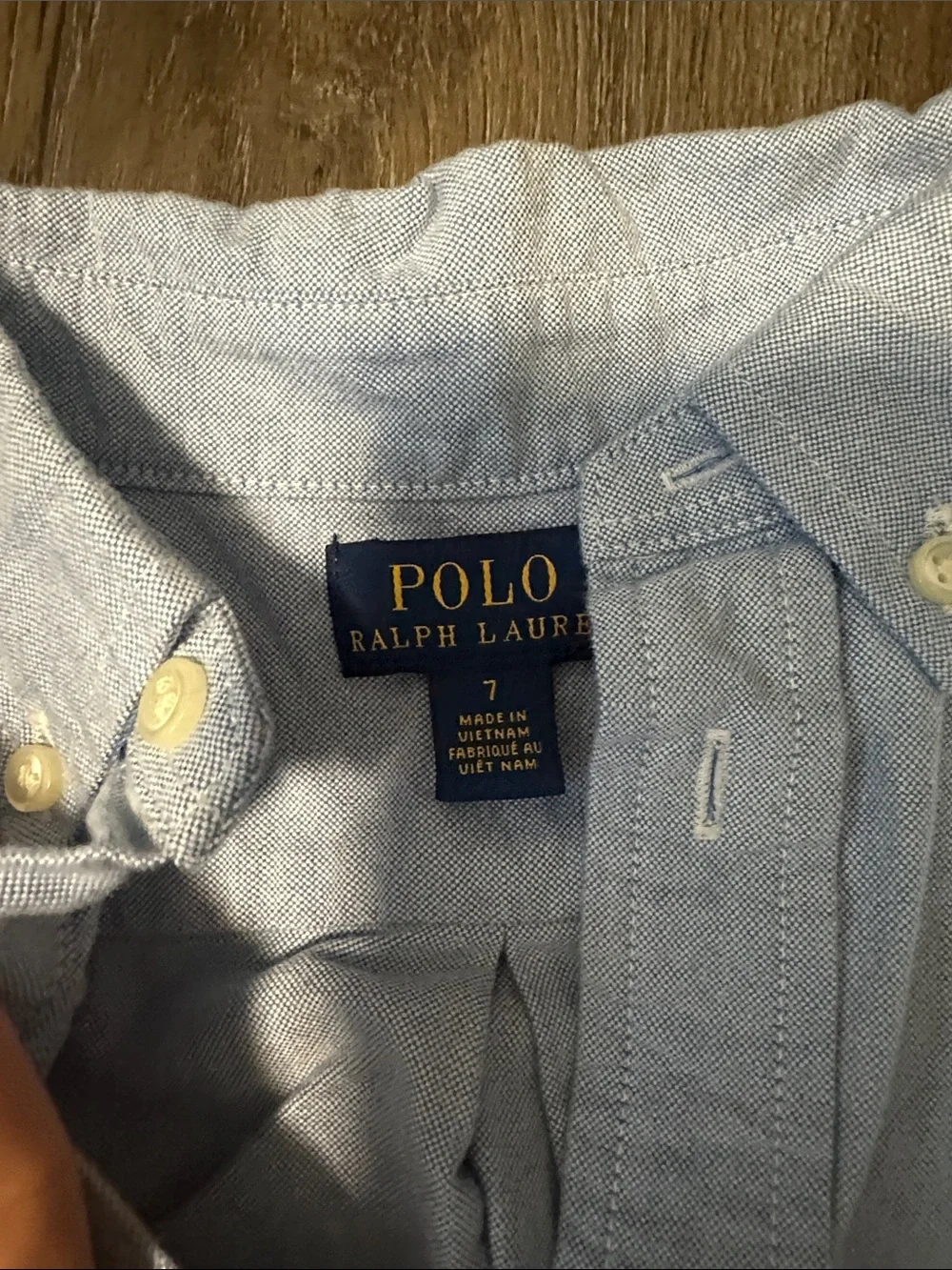 Ralph Lauren Pale Blue Button-Down Shirt and Khaki Pants size 7